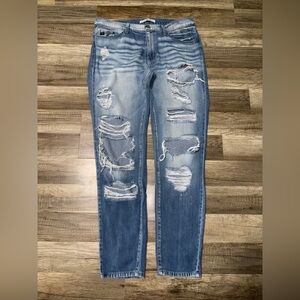 KanCan Estilo Ripped Straight Jeans BL1030 Waist 28 Medium Blue